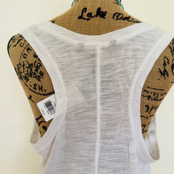 Banana Republic Womens Sun Sand Sail White Cotton Racerback Tank Top Large NEW - Picture 6 of 11